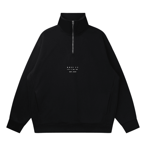 Back to Basics 1/4 Zip Unisex Sweatshirt - Black - MILU Clothing