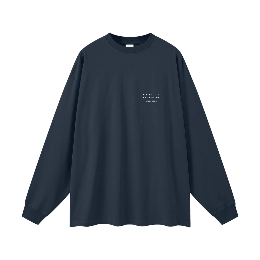 Back to Basics Unisex Long Sleeve Tee - Navy Blue - MILU Clothing