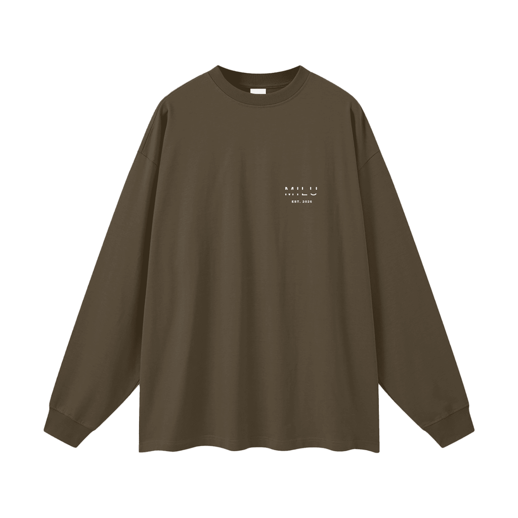 Back to Basics Unisex Long Sleeve Tee - Brown - MILU Clothing