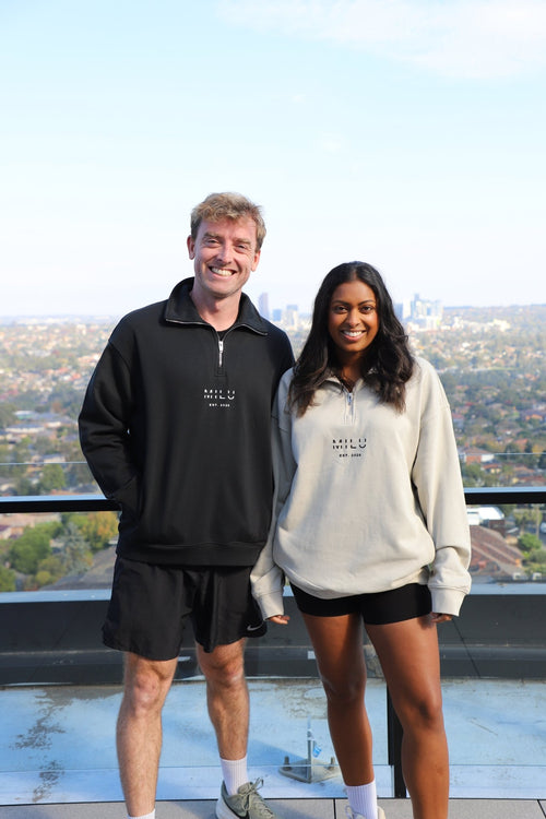 Back to Basics 1/4 Zip Unisex Sweatshirt - Black - MILU Clothing