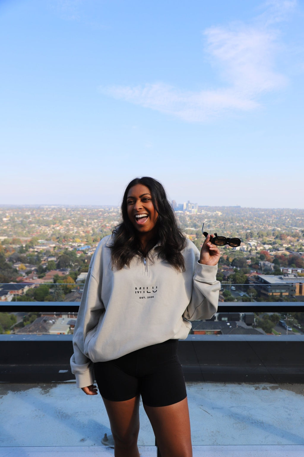 Back to Basics Unisex 1/4 Zip Sweatshirt - Cream - MILU Clothing