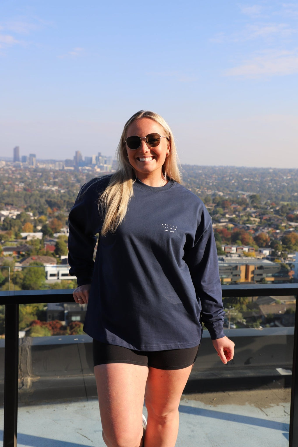 Back to Basics Unisex Long Sleeve Tee - Navy Blue - MILU Clothing