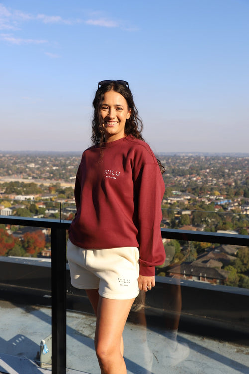 Back to Basics Unisex Crewneck Sweatshirt - Maroon - MILU Clothing