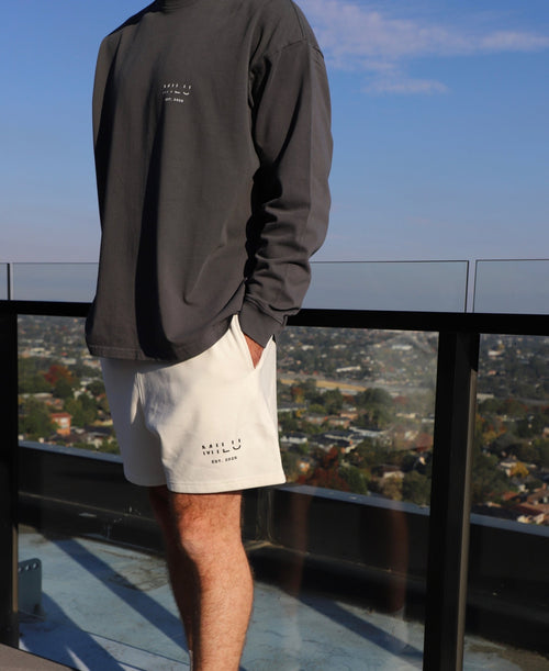 Back to Basics Men's Fleece Shorts - White - MILU Clothing